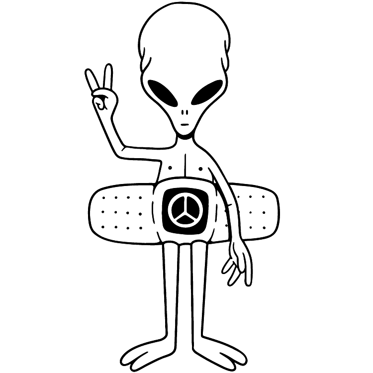 Couple Tattoo Ideas - Alien of Peace 1