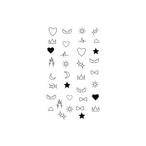 Stars, Moon, Bow Tie, Flame