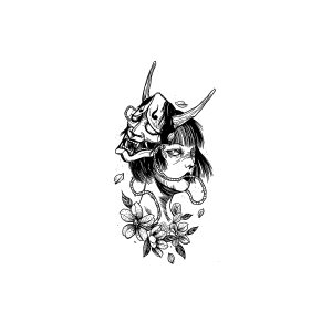 Woman With Ghost Mask On Her Back