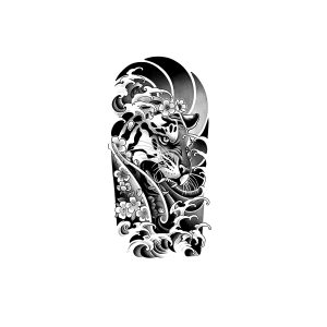 Tiger In Japanese Style Waves