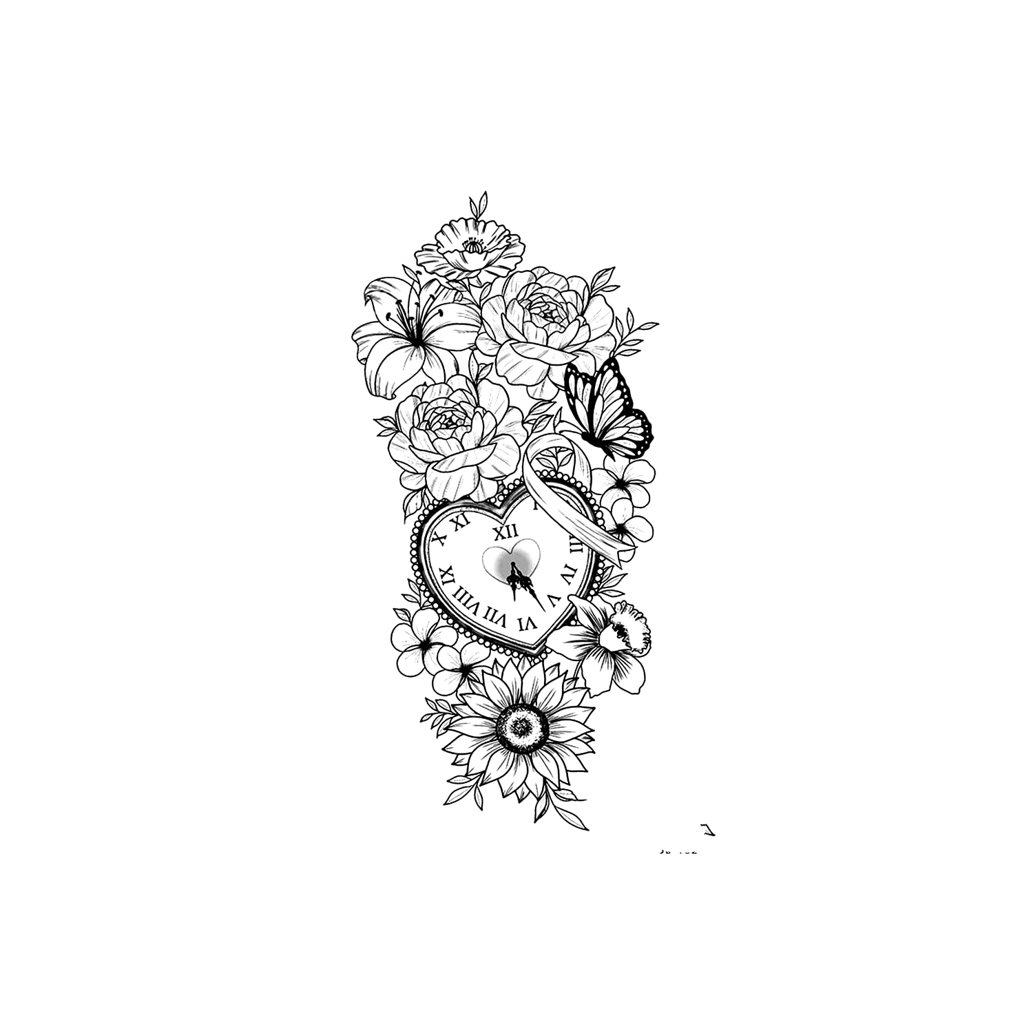 Butterfly, Flower And Heart-Shaped Clock