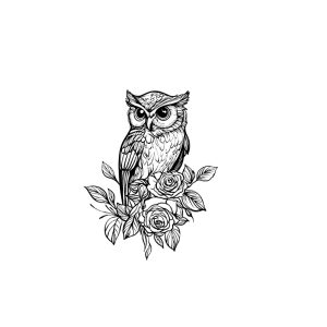 Owl Standing On A Flower