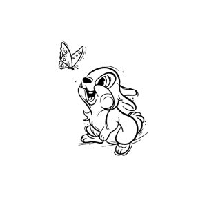 Rabbit Playing With Butterfly