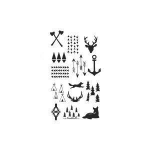 Trees, Anchor, Deer Head, Axe