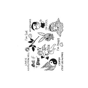 Cartoon Rose Rabbit Yin Yang Flame