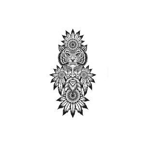 Tiger Old Man Face Feathers