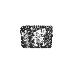 Japanese Style Cherry Blossom Waves Lucky Cat