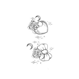 Tiger Bow Tie Heart Moon