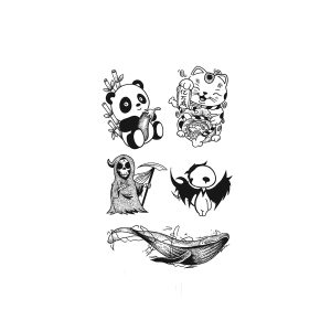 Panda, Lucky Cat, Grim Reaper, Baleen Whale
