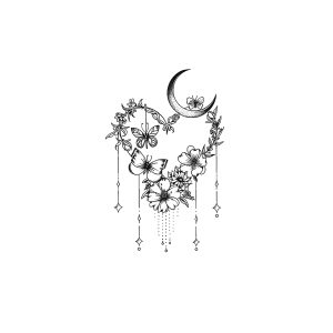 Moon Butterfly Flower Love Heart
