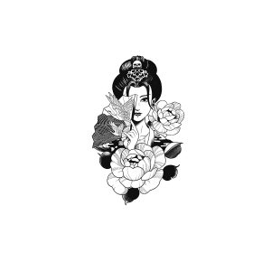 Flower Japanese Woman Flying Crane