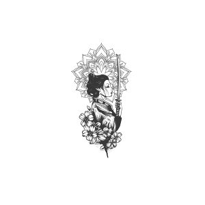 Japanese Woman Holding A Samurai Sword