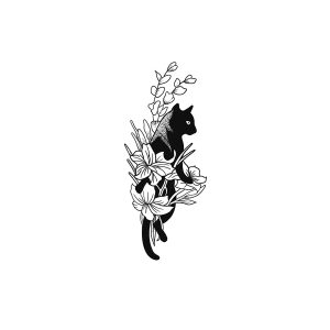 Flowery Black Cat