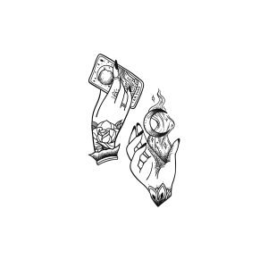 Hand Rose Moon Flame