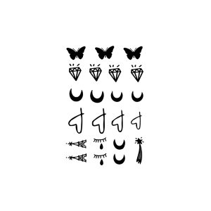 Butterfly Diamond Heart Moon