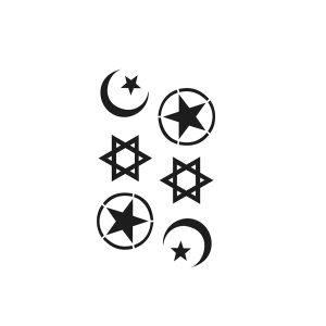 Moon Five Star Six Pointed Star