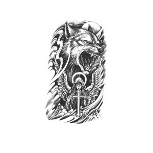 Wolf Head Cross Female Angel