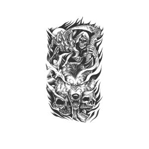 Death Scythe Wolf Head Skull