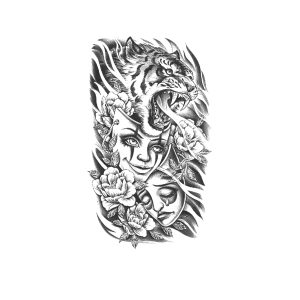Tiger Head Woman Mask Flower