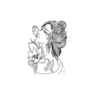 Woman Smelling Lotus