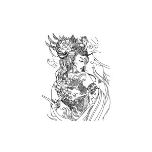 Woman With A Dragon Tattoo On Her Back