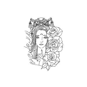 Three Flowers And A Girl