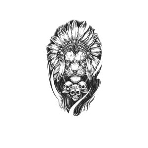 Indian Lion With Skull