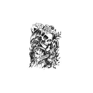 Skull Clock Poker Rose