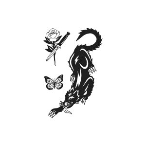 Animal Butterfly Dagger Rose