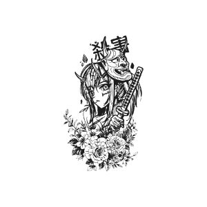 Ghost Mask Woman Flower