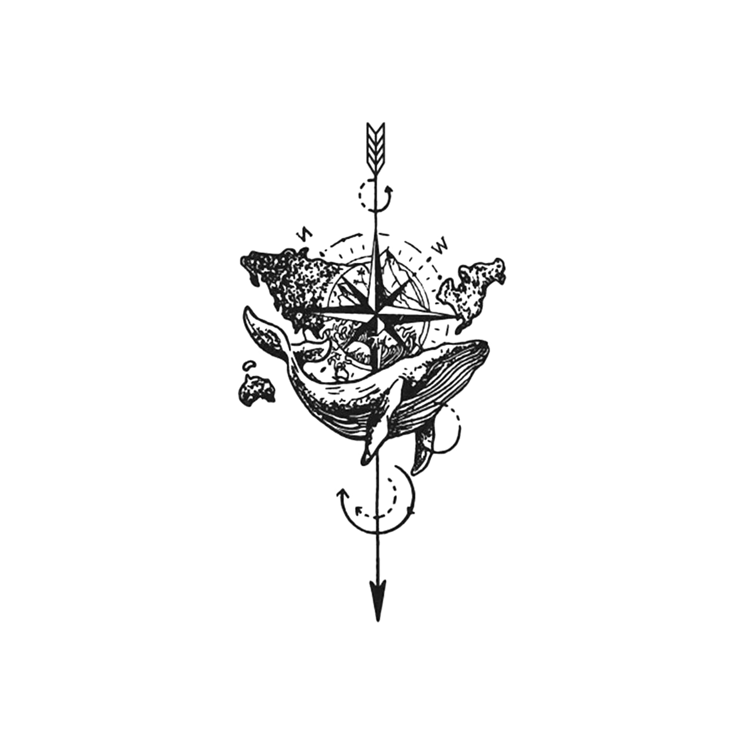 Compass Baleen Whale Bow And Arrow