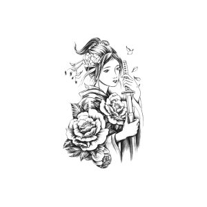 Japanese Woman Flower Samurai Sword TH-GZ-505