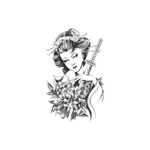 Japanese Woman Flower Samurai Sword TH-GZ-506