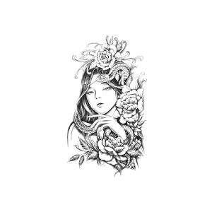 Long Hair Woman Flower Snake