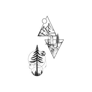 Trees, Mountains, Path