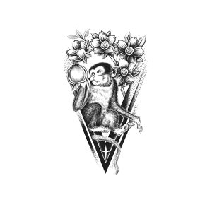 Monkey Picking Peach Blossoms